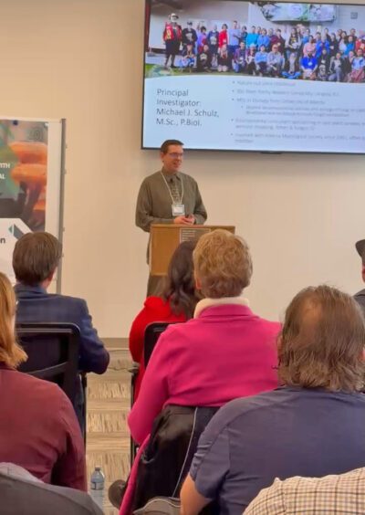 Portage College's Michael Schulz explains some of the fungi research plans